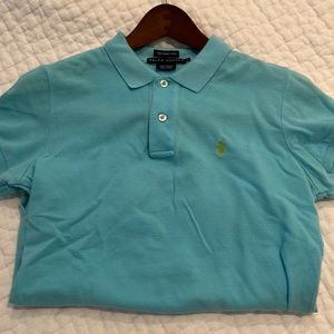 Vintage, Ralph Lauren, turquoise, skinny polo, size medium
